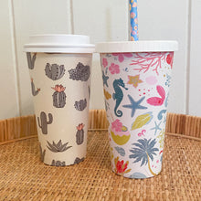 Load image into Gallery viewer, 20oz printed design cold paper takeaway cup home compostable clear plastic smoothie cup iced latte cup summer
