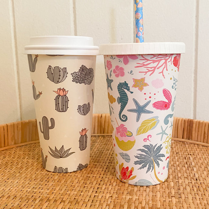 20oz printed design cold paper takeaway cup home compostable clear plastic smoothie cup iced latte cup summer