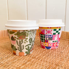 Load image into Gallery viewer, small takeaway coffee cup home compostable floral printer creative designer truly eco compostable coffee cup 8oz
